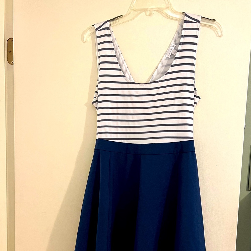 Charming Charlie Navy Striped Dress